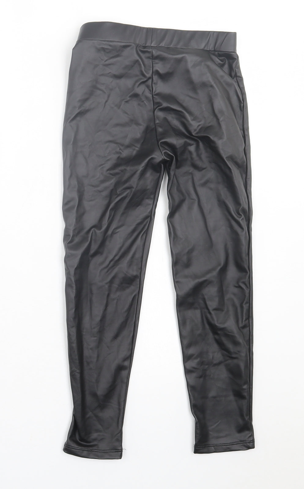 TU Girls Black  Polyurethane Capri Trousers Size 7 Years  Regular Pullover - Wet Look