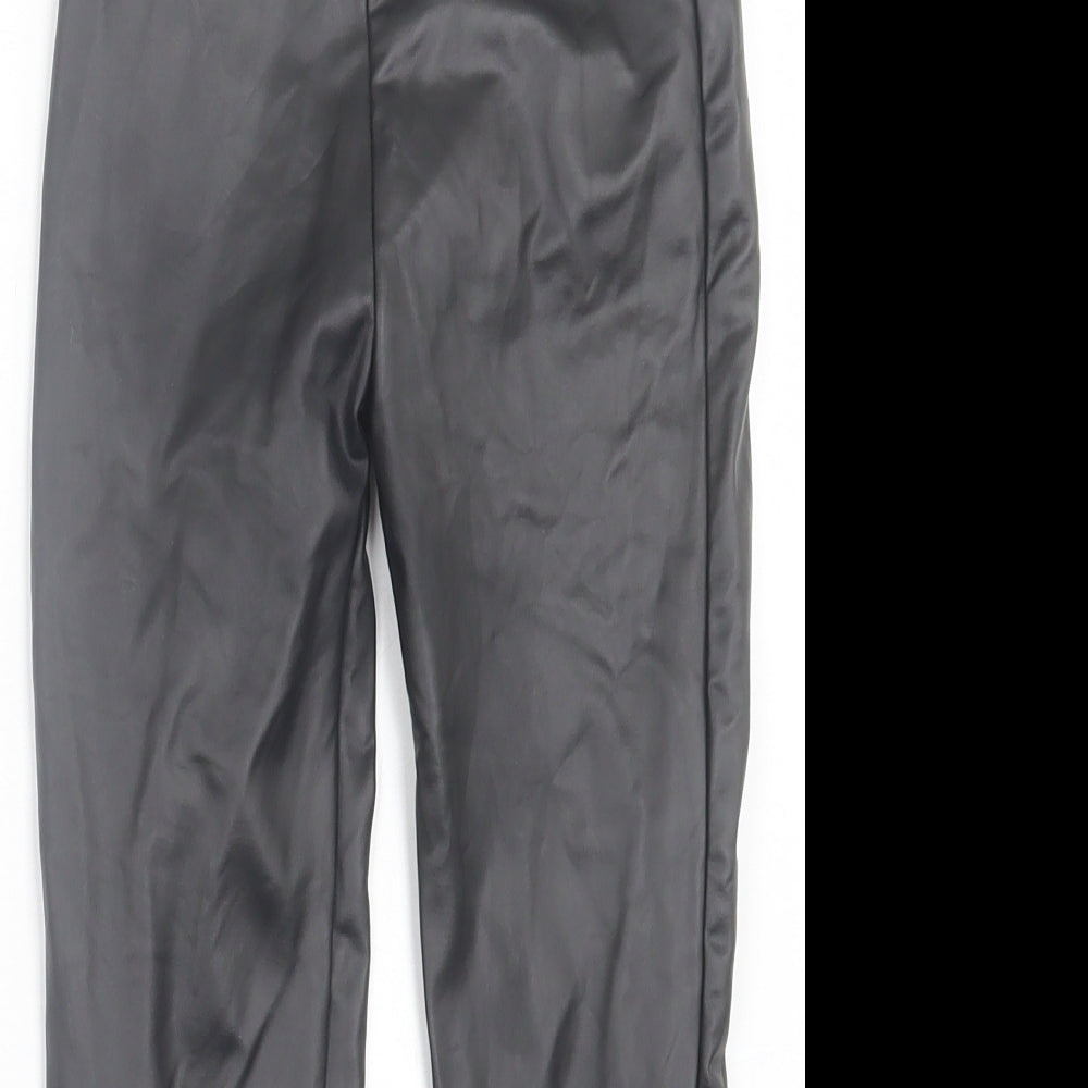 TU Girls Black  Polyurethane Capri Trousers Size 7 Years  Regular Pullover - Wet Look