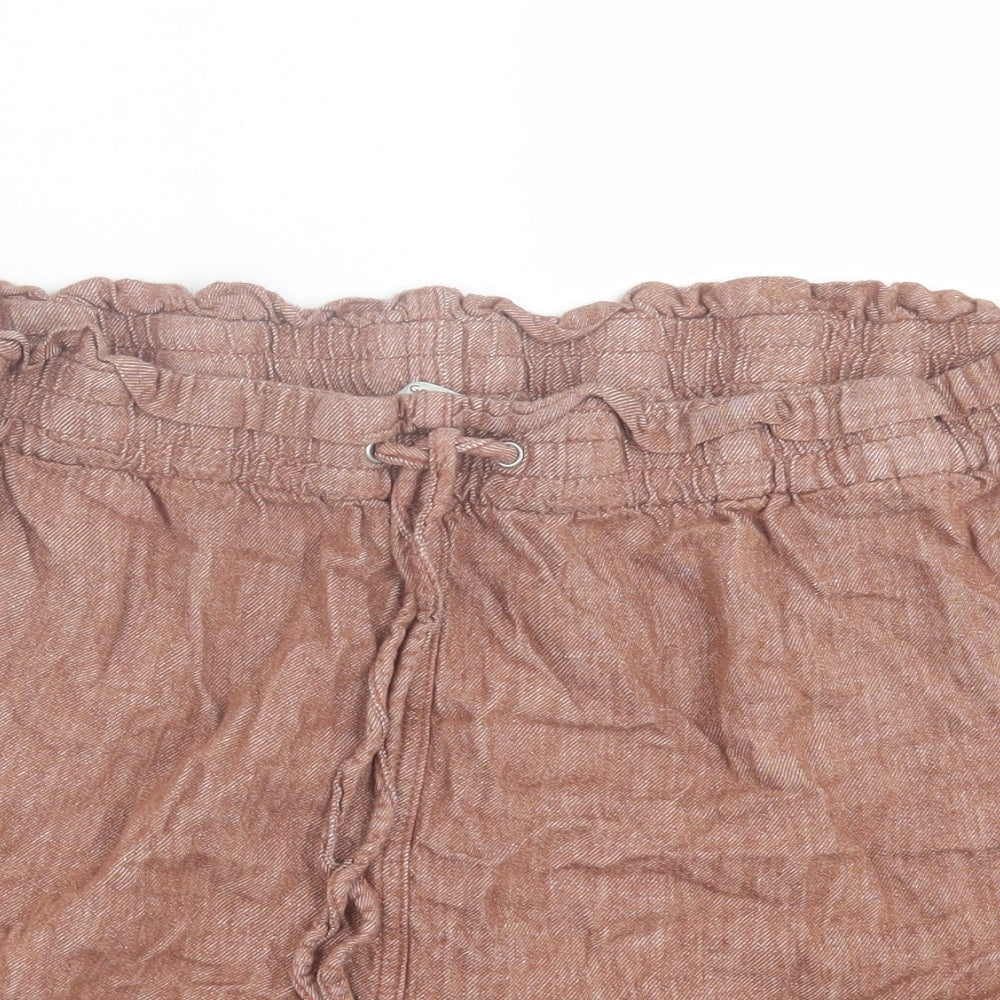 George Womens Brown  Linen Boyfriend Shorts Size 22 L4 in Regular Tie