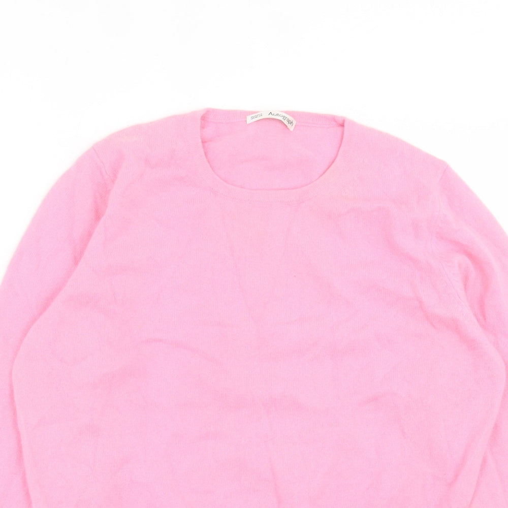 Marks and Spencer Womens Pink Crew Neck  Cashmere Pullover Jumper Size 16