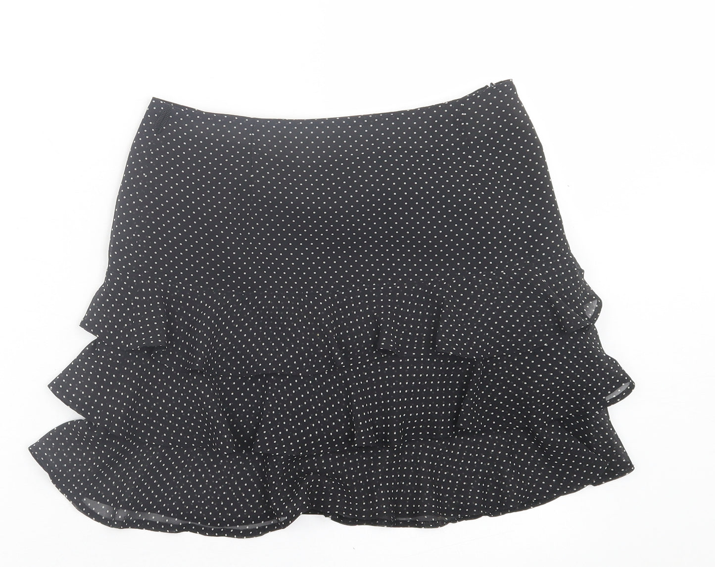 black watch Womens Black Polka Dot Polyester A-Line Skirt Size 6   Zip