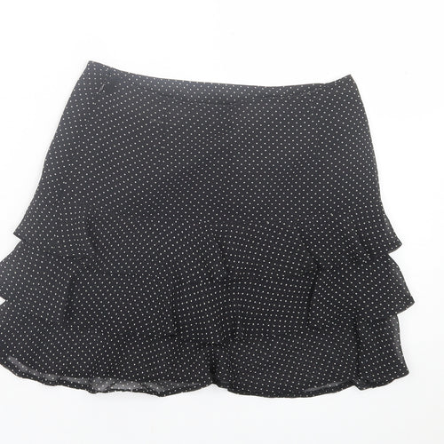 black watch Womens Black Polka Dot Polyester A-Line Skirt Size 6   Zip