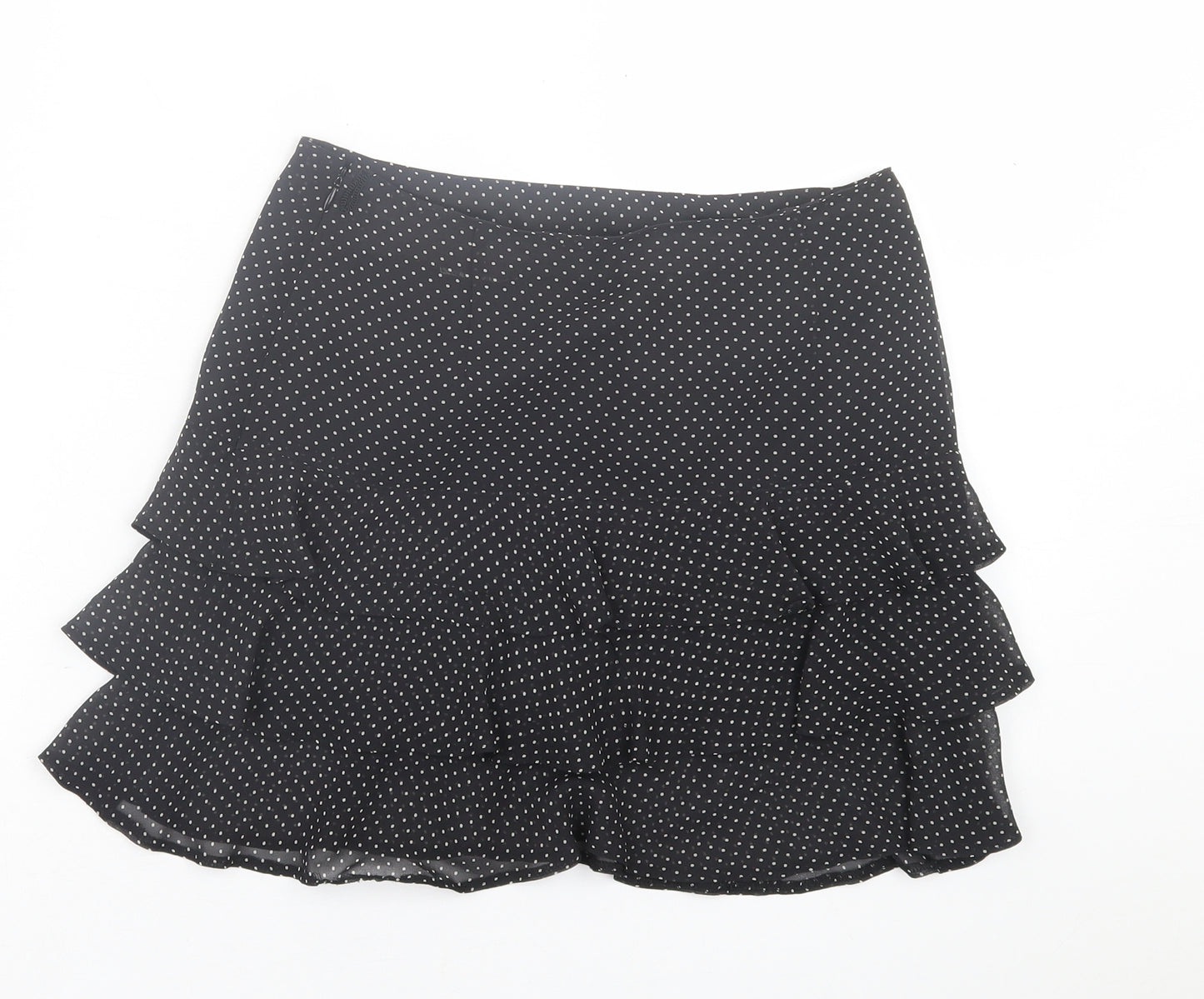black watch Womens Black Polka Dot Polyester A-Line Skirt Size 6   Zip