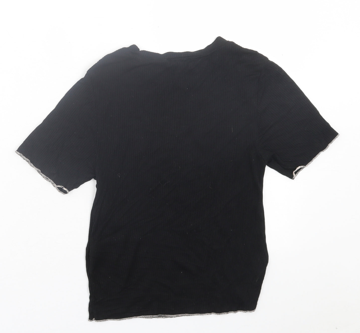 topshp Womens Black  Viscose Basic T-Shirt Size M Crew Neck