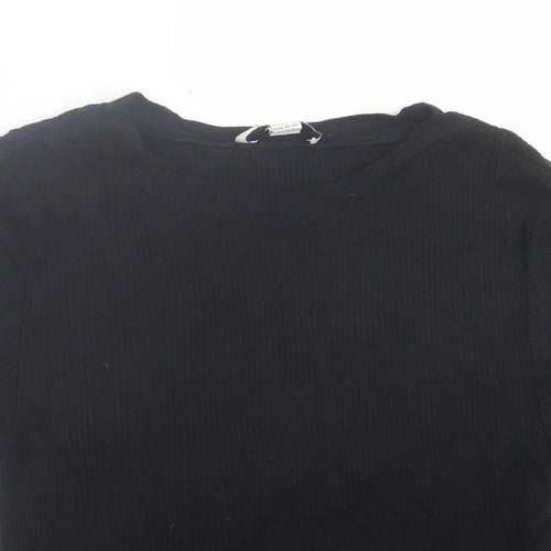 topshp Womens Black  Viscose Basic T-Shirt Size M Crew Neck