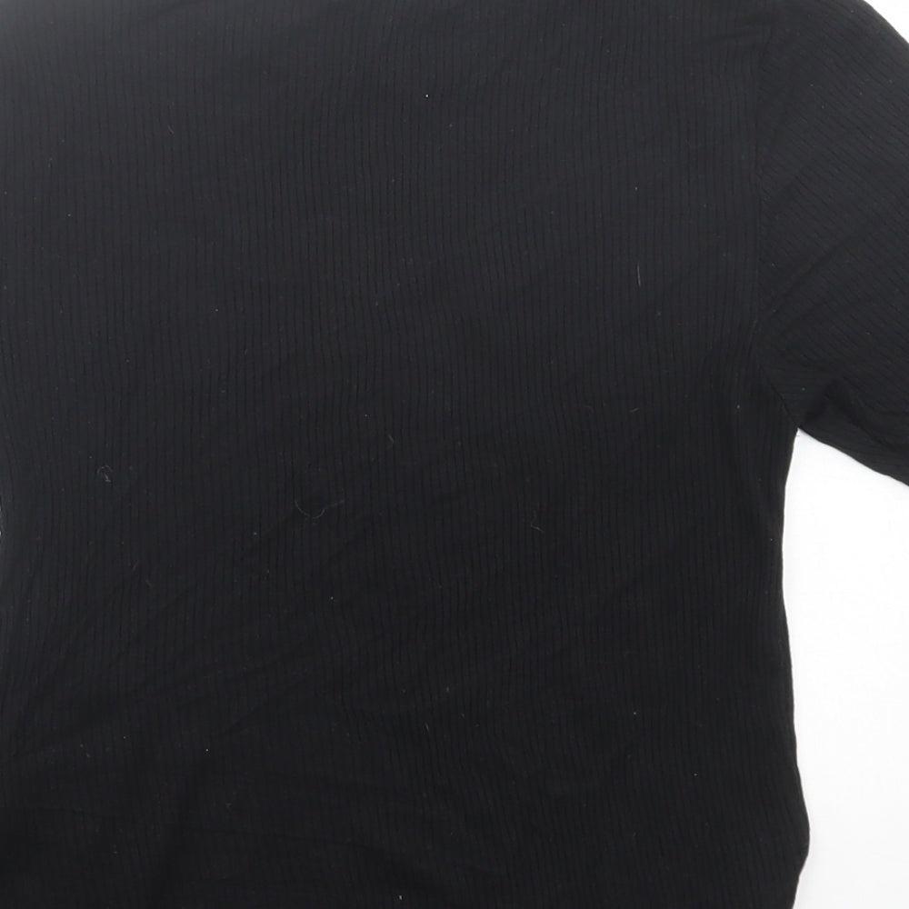 topshp Womens Black  Viscose Basic T-Shirt Size M Crew Neck