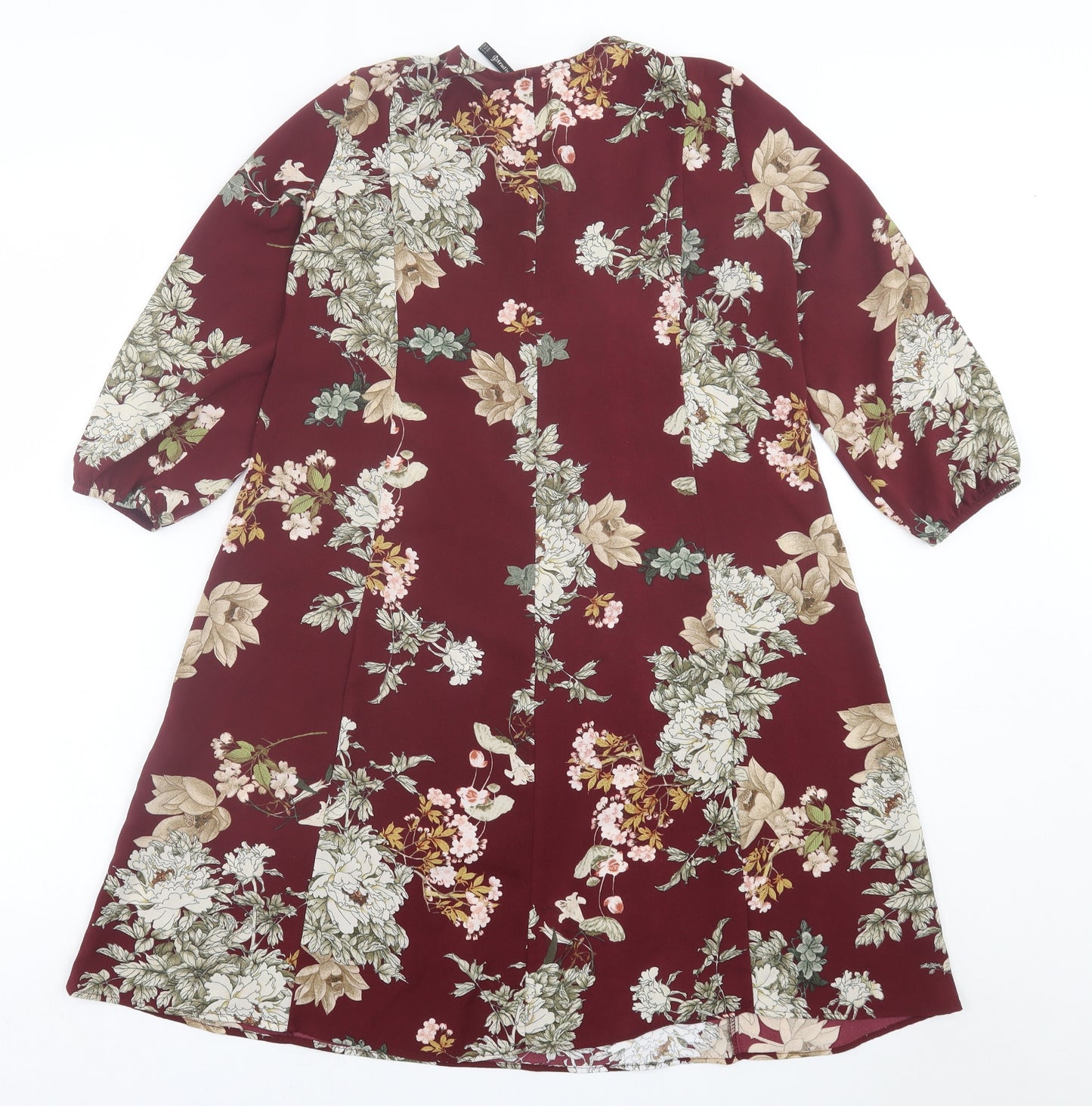 Stradivarius Womens Red Floral Polyester A-Line  Size S  V-Neck Pullover