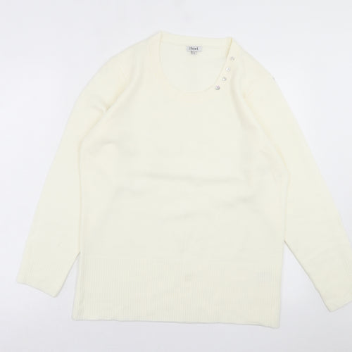 TEXT Womens Ivory Crew Neck  Acrylic Pullover Jumper Size L