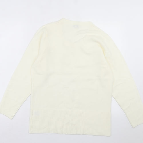 TEXT Womens Ivory Crew Neck  Acrylic Pullover Jumper Size L