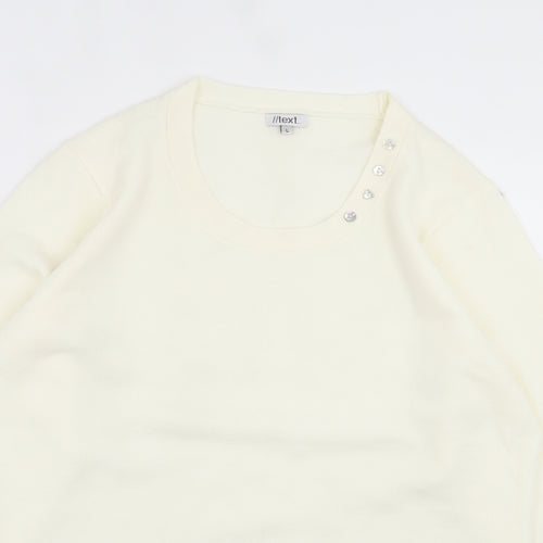 TEXT Womens Ivory Crew Neck  Acrylic Pullover Jumper Size L