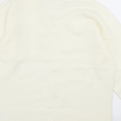 TEXT Womens Ivory Crew Neck  Acrylic Pullover Jumper Size L