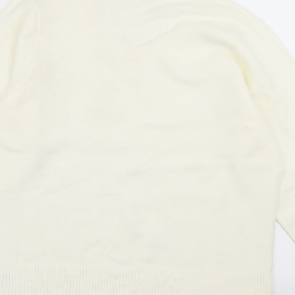 TEXT Womens Ivory Crew Neck  Acrylic Pullover Jumper Size L