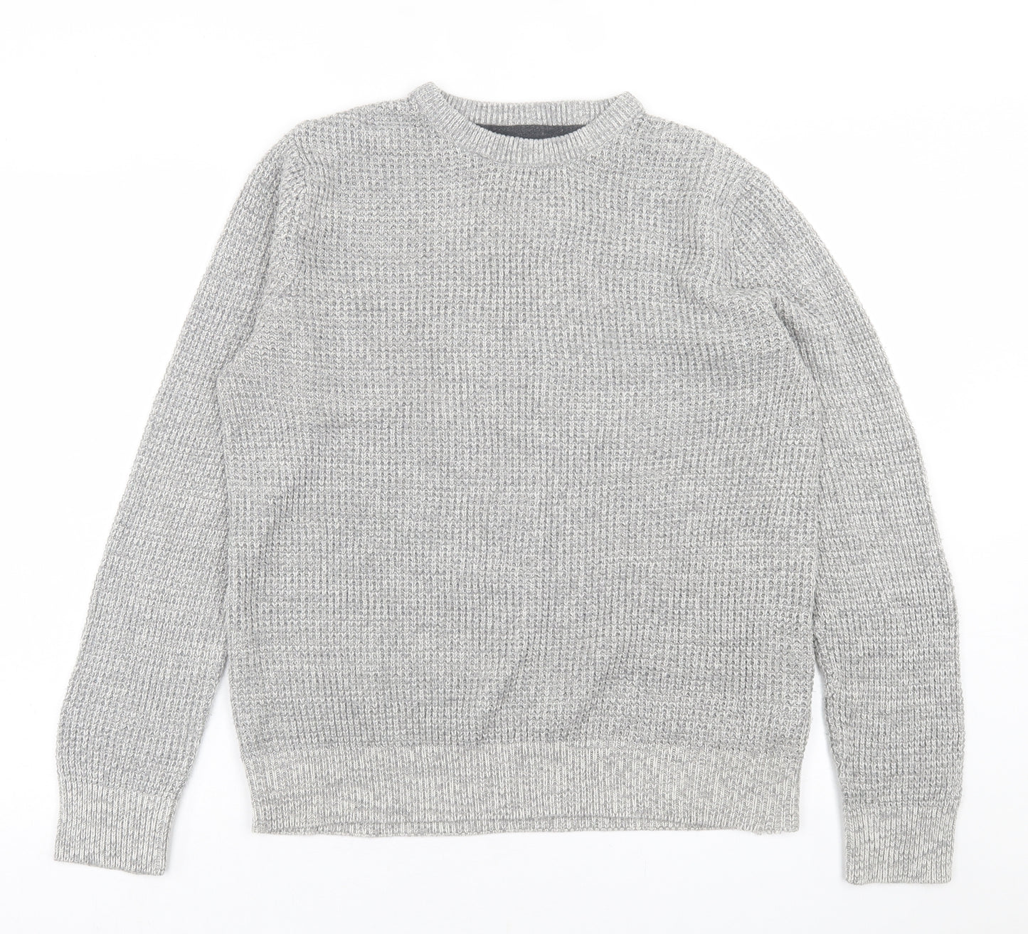 New Look Mens Grey Crew Neck  Acrylic Pullover Jumper Size M
