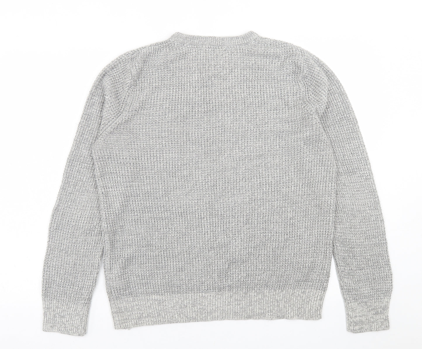New Look Mens Grey Crew Neck  Acrylic Pullover Jumper Size M