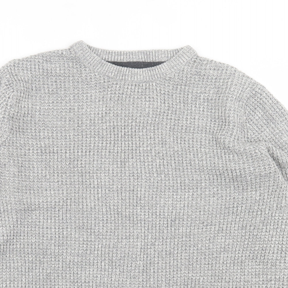 New Look Mens Grey Crew Neck  Acrylic Pullover Jumper Size M