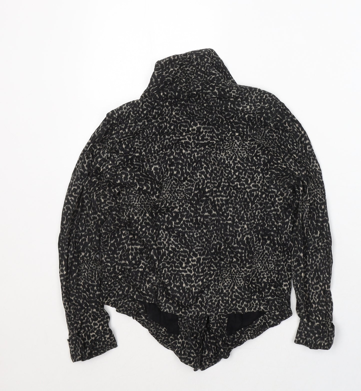 Marks and Spencer Womens Black Animal Print Viscose Basic Blouse Size 8 V-Neck