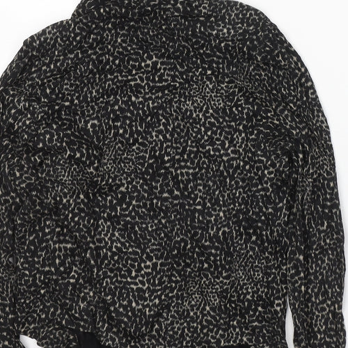 Marks and Spencer Womens Black Animal Print Viscose Basic Blouse Size 8 V-Neck