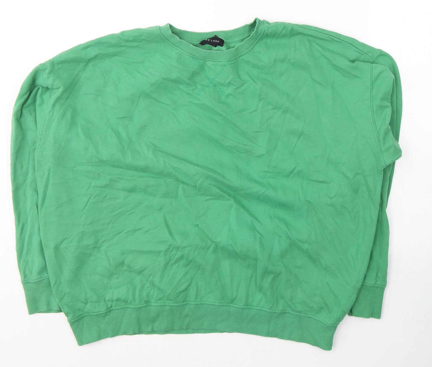 New Look Womens Green Round Neck  Cotton Pullover Jumper Size L