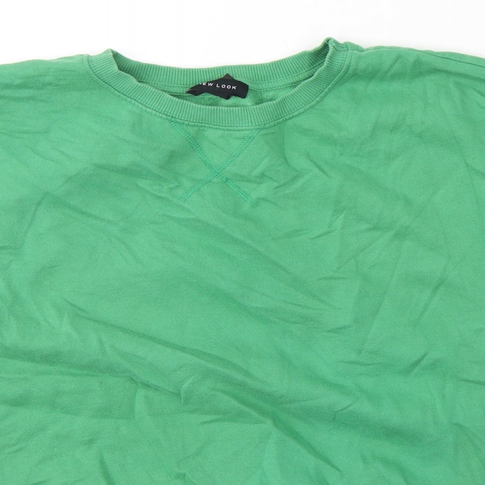 New Look Womens Green Round Neck  Cotton Pullover Jumper Size L