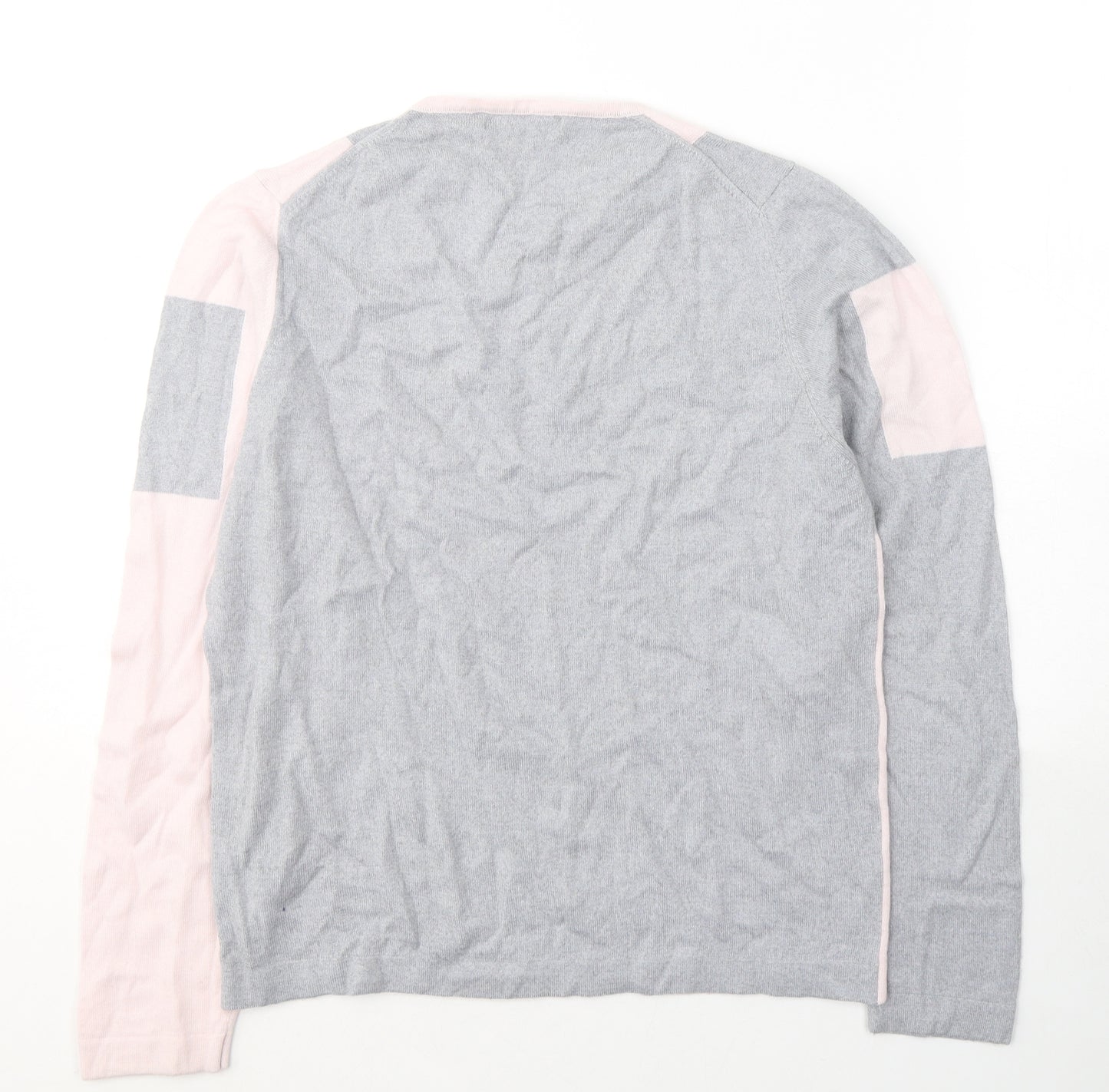 Parkes Womens Pink Round Neck Geometric Wool Pullover Jumper Size S