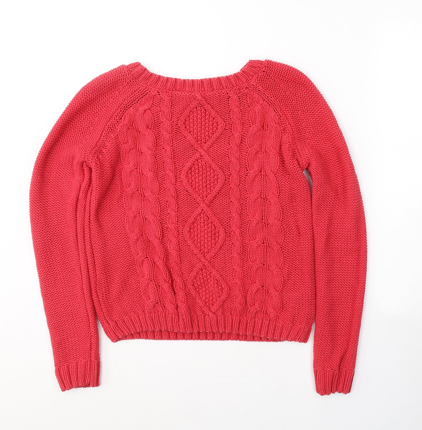 TU Womens Red Round Neck  Cotton Pullover Jumper Size 12