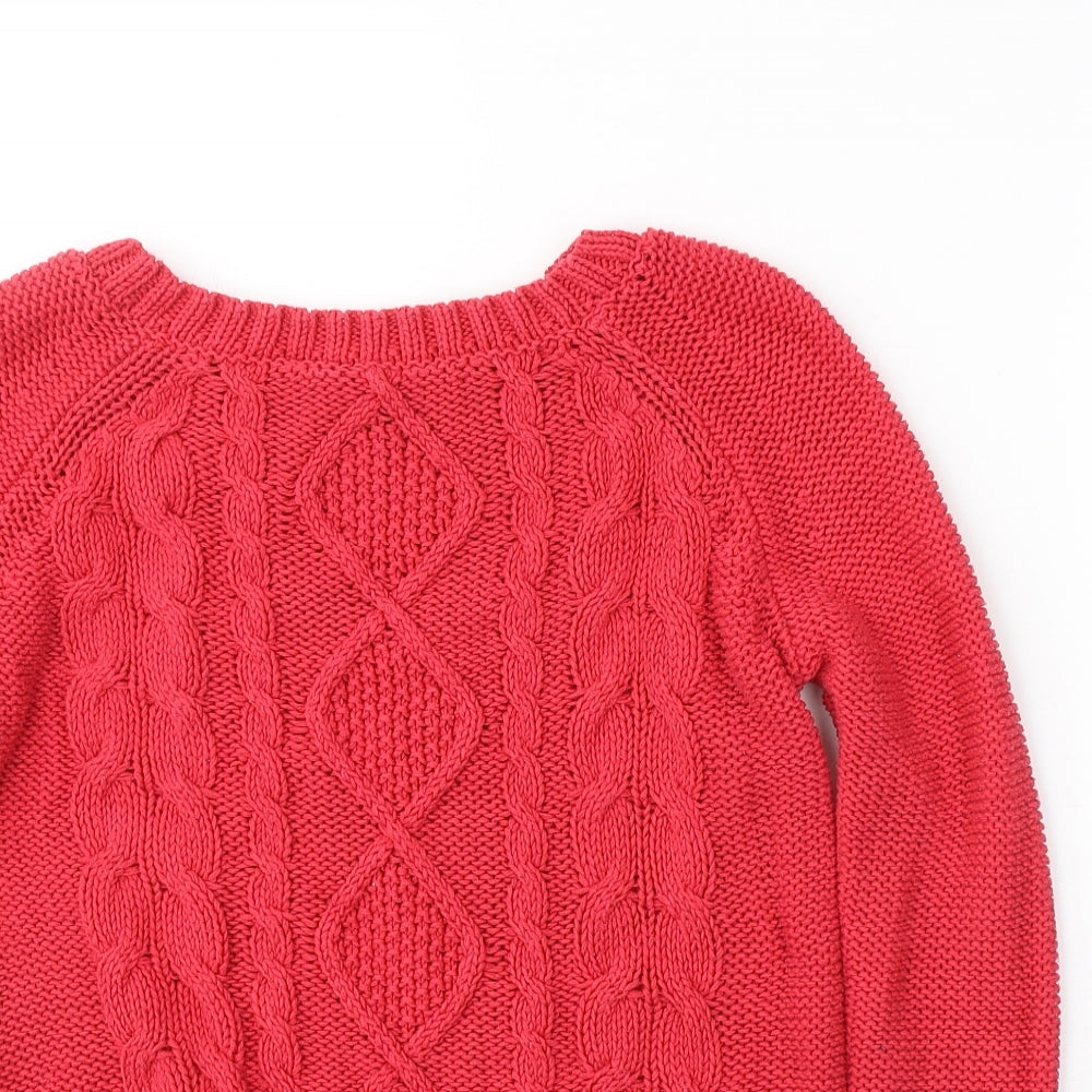 TU Womens Red Round Neck  Cotton Pullover Jumper Size 12