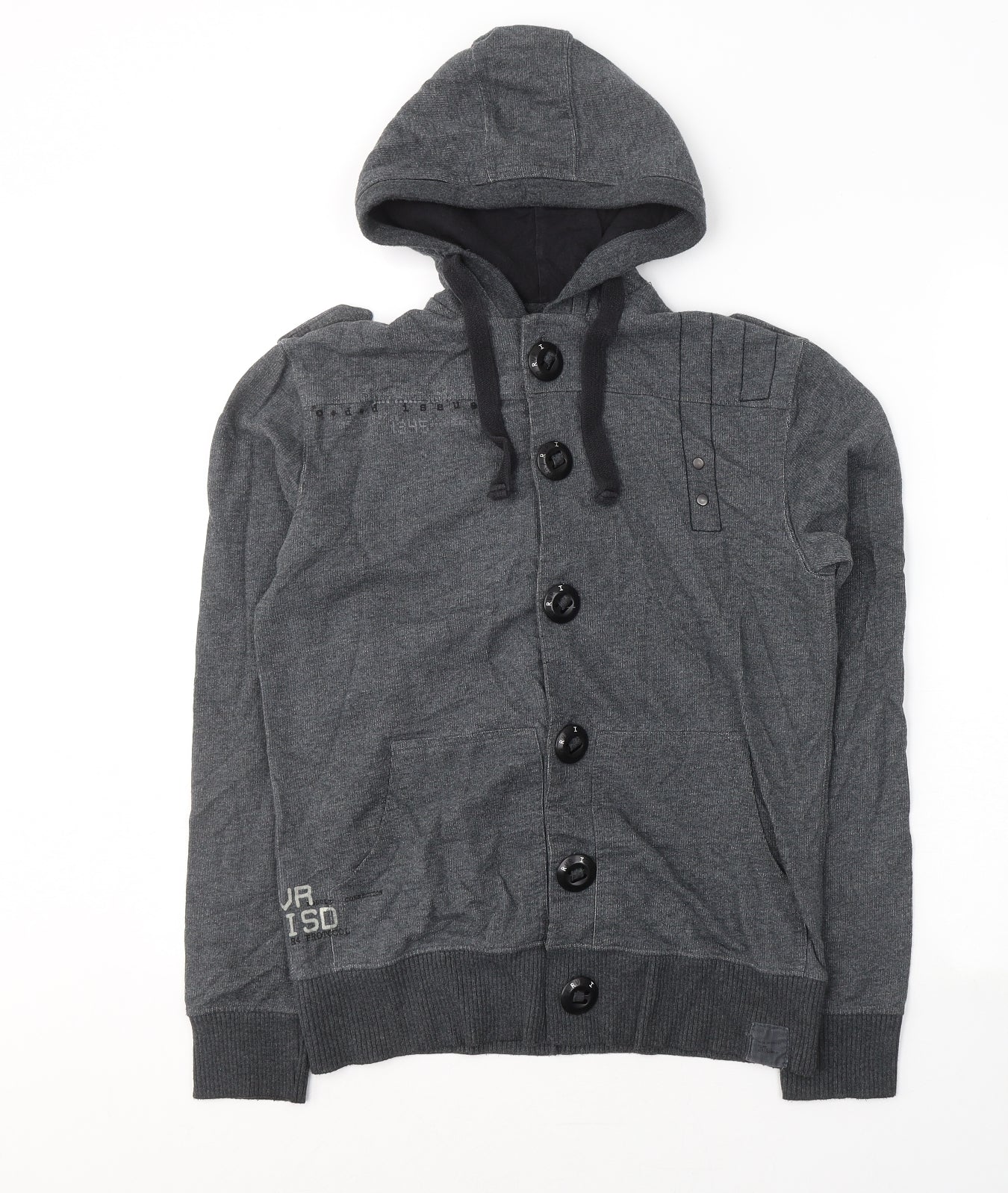 River Island Mens Grey  Polyester Full Zip Hoodie Size S