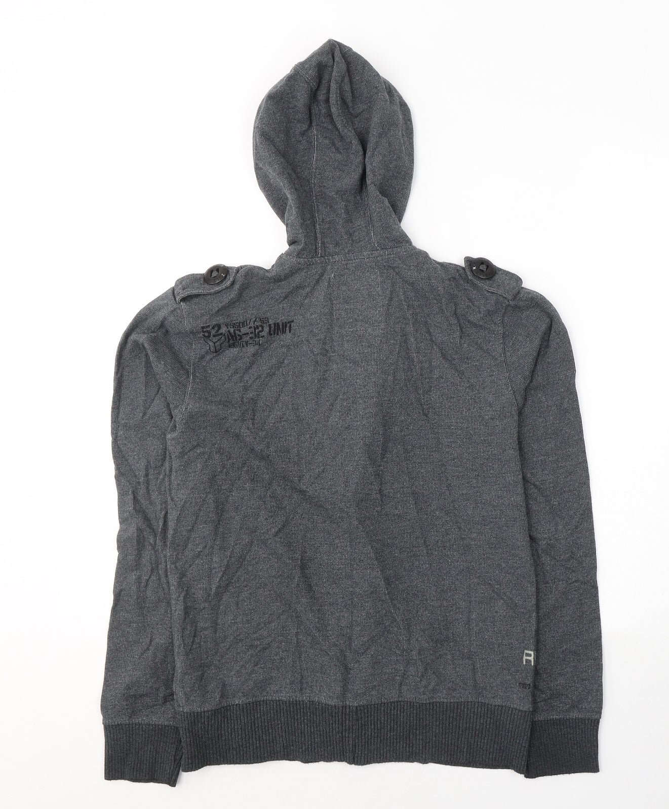 River Island Mens Grey  Polyester Full Zip Hoodie Size S