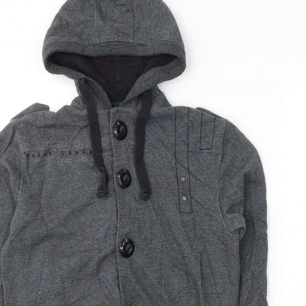 River Island Mens Grey  Polyester Full Zip Hoodie Size S