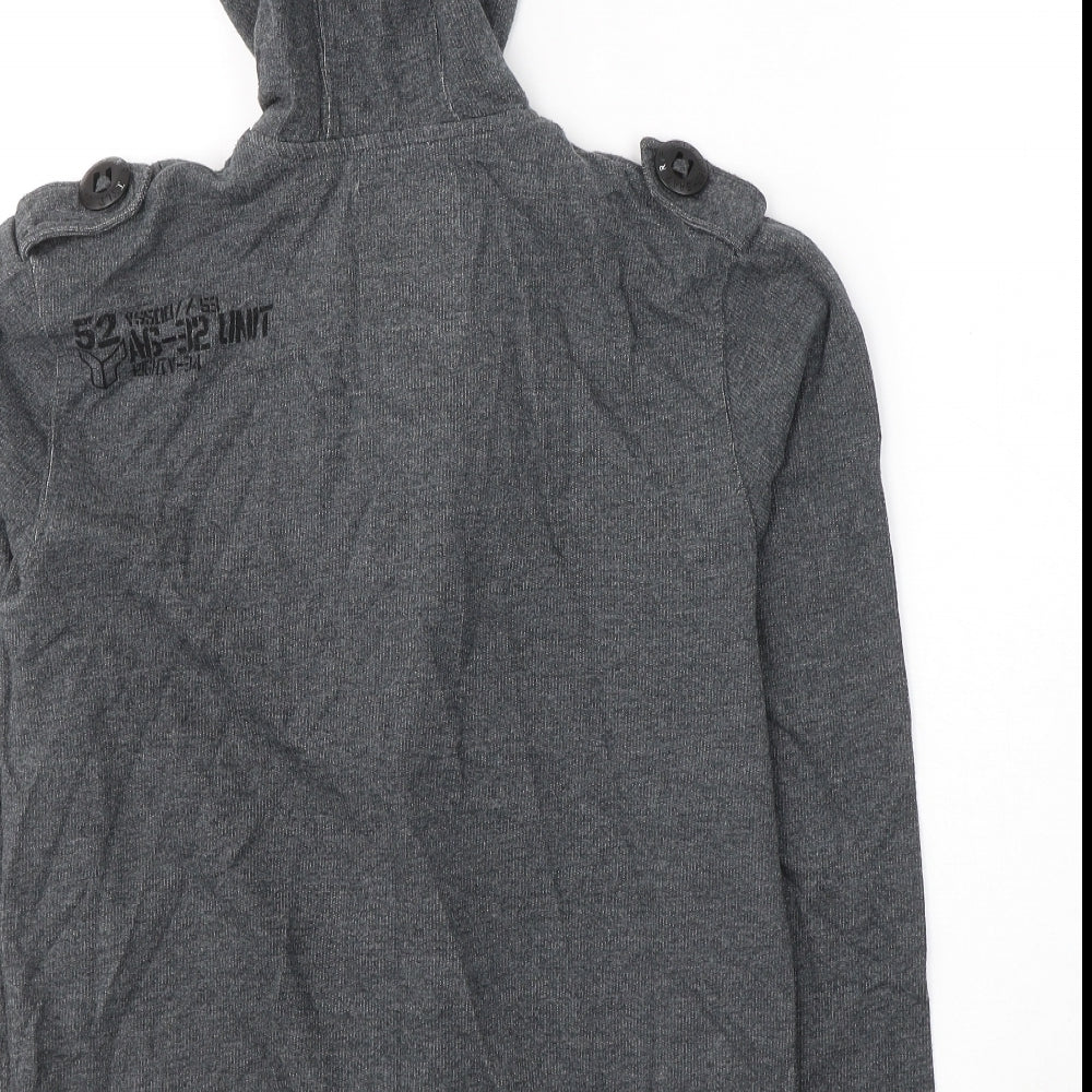 River Island Mens Grey  Polyester Full Zip Hoodie Size S