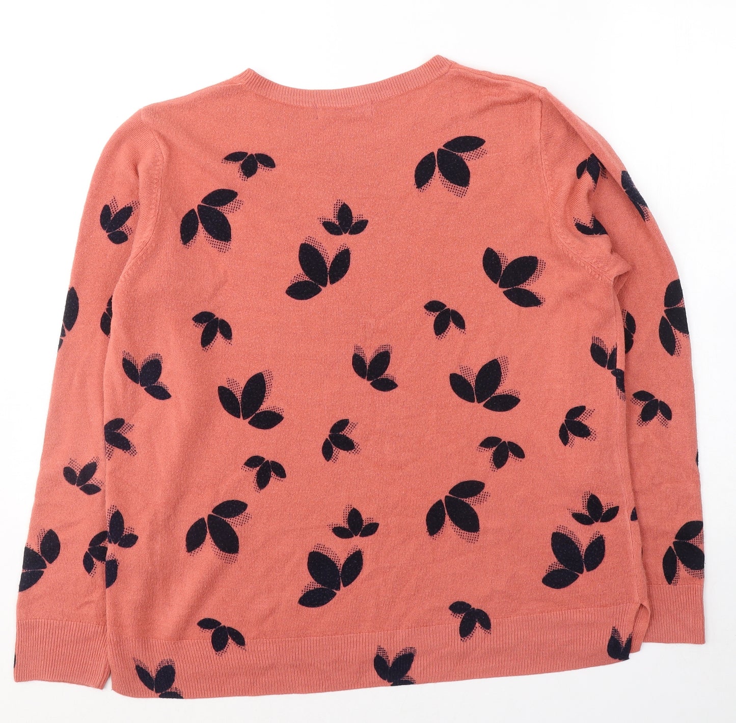 Marks and Spencer Womens Orange Round Neck Geometric Acrylic Pullover Jumper Size 18