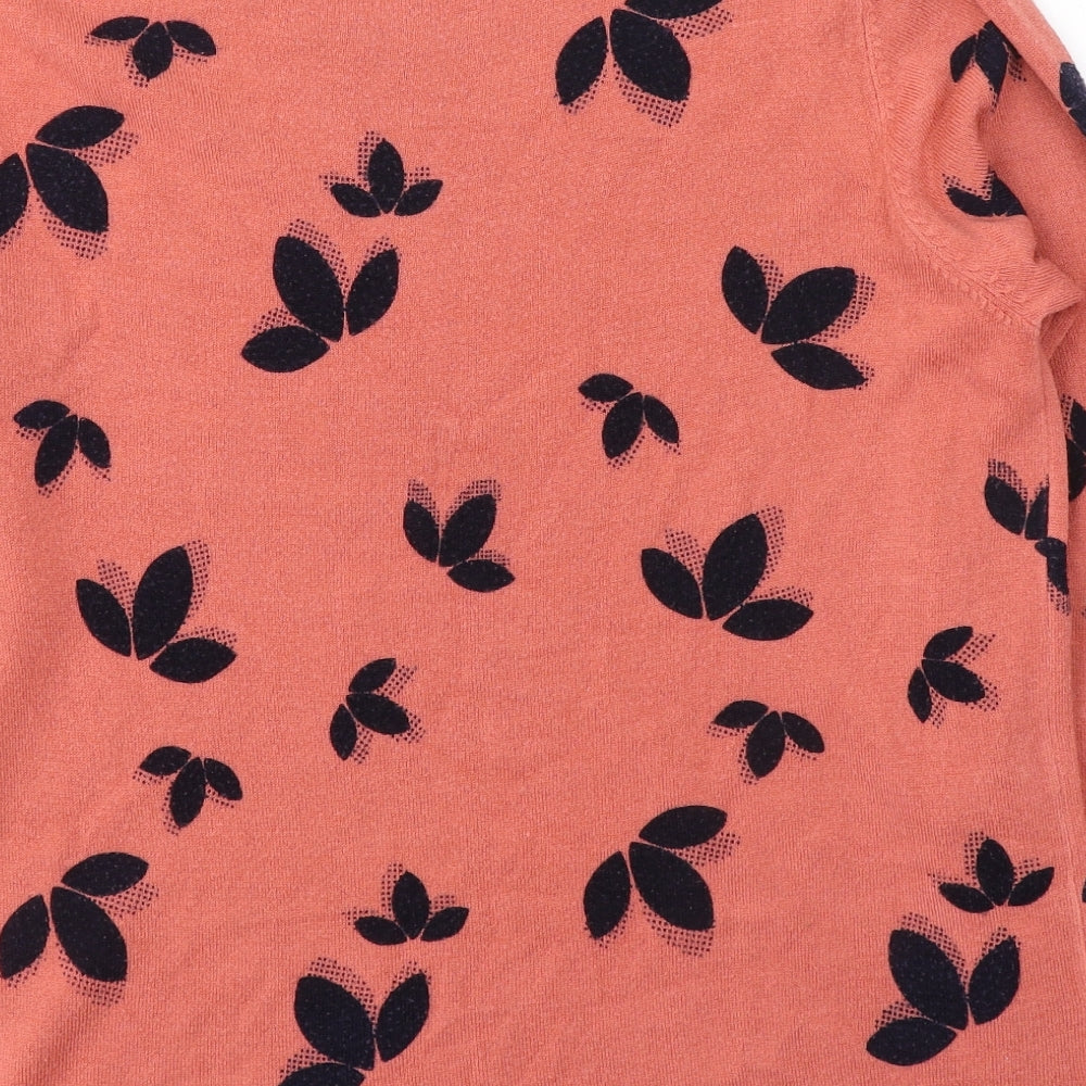 Marks and Spencer Womens Orange Round Neck Geometric Acrylic Pullover Jumper Size 18