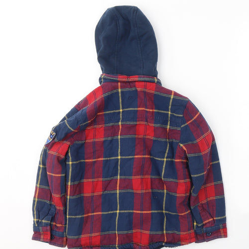 Fat Face Boys Blue Plaid  Basic Jacket Jacket Size 8-9 Years  Zip