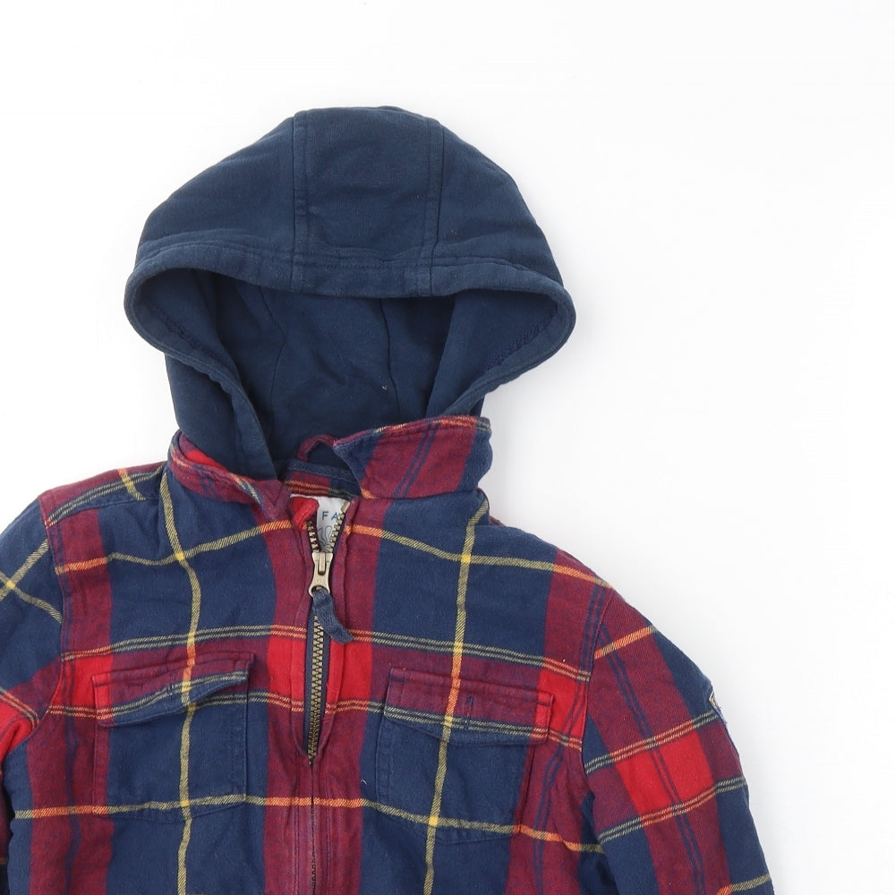 Fat Face Boys Blue Plaid  Basic Jacket Jacket Size 8-9 Years  Zip