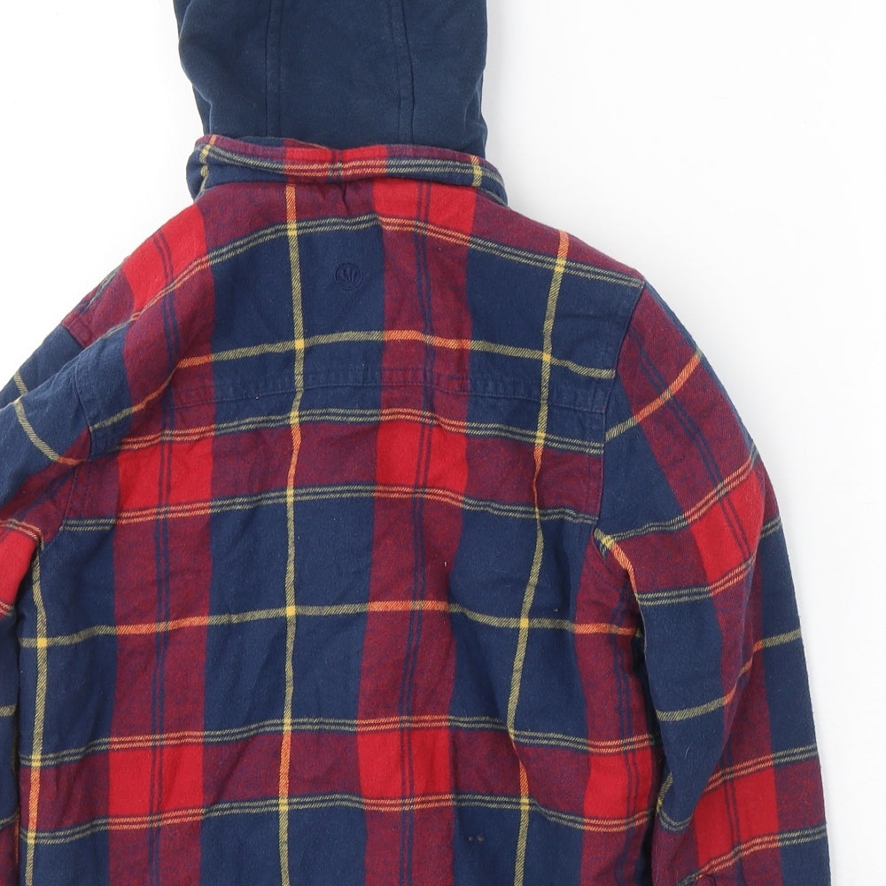 Fat Face Boys Blue Plaid  Basic Jacket Jacket Size 8-9 Years  Zip
