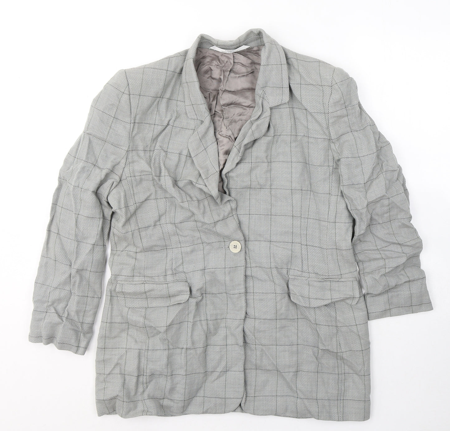 Marks and Spencer Womens Grey Geometric Wool Jacket Blazer Size 16