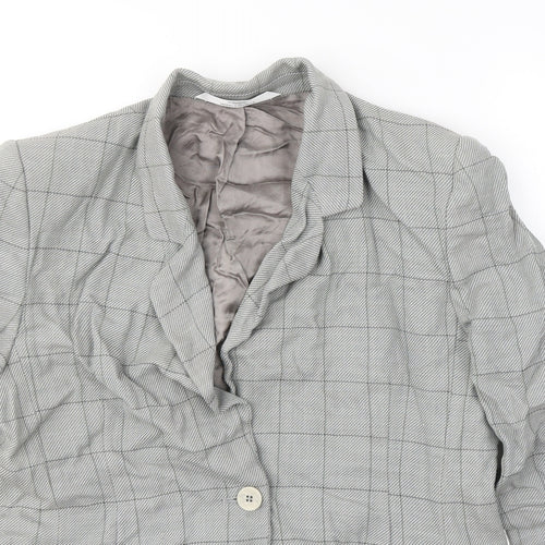 Marks and Spencer Womens Grey Geometric Wool Jacket Blazer Size 16