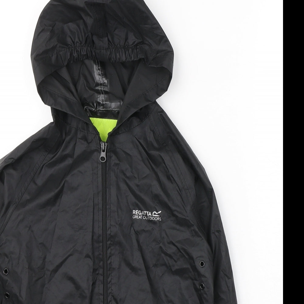 Regatta Boys Black   Rain Coat Coat Size 7-8 Years  Zip
