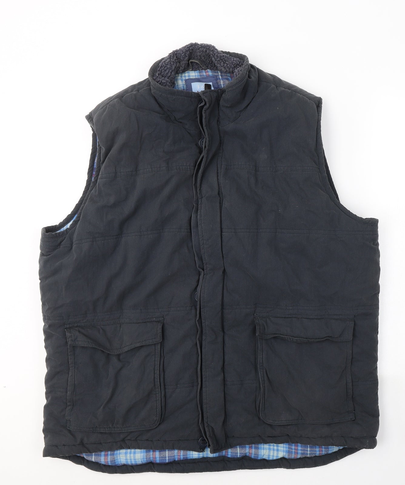 F&F Mens Blue   Gilet Coat Size 2XL  Zip
