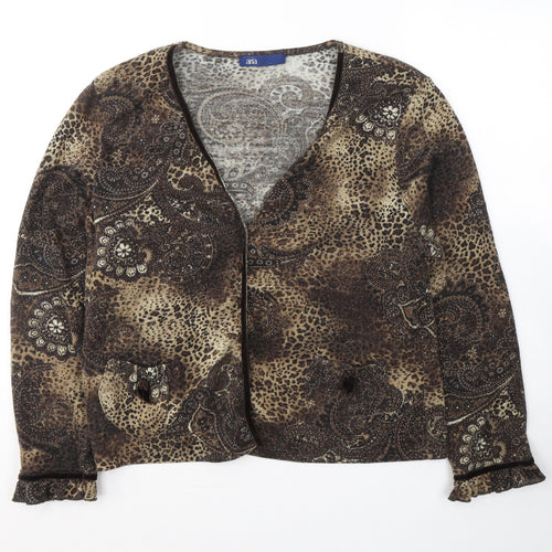 Aria Womens Brown Round Neck  Acrylic Cardigan Jumper Size M