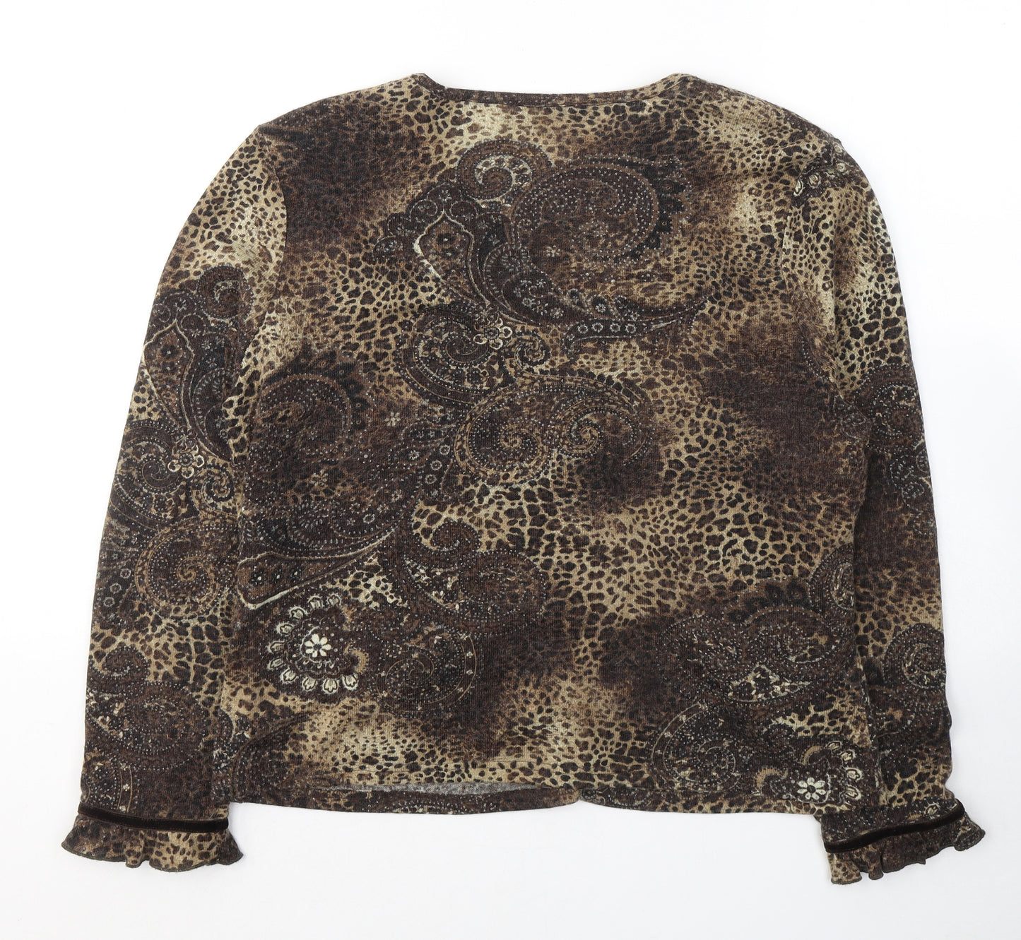 Aria Womens Brown Round Neck  Acrylic Cardigan Jumper Size M