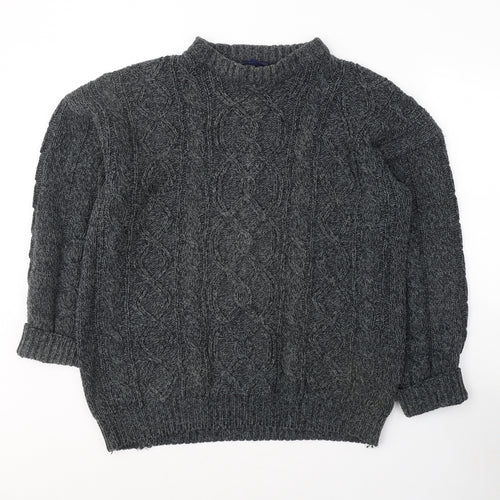 Cedar Wood State Mens Grey Round Neck  Acrylic Pullover Jumper Size S