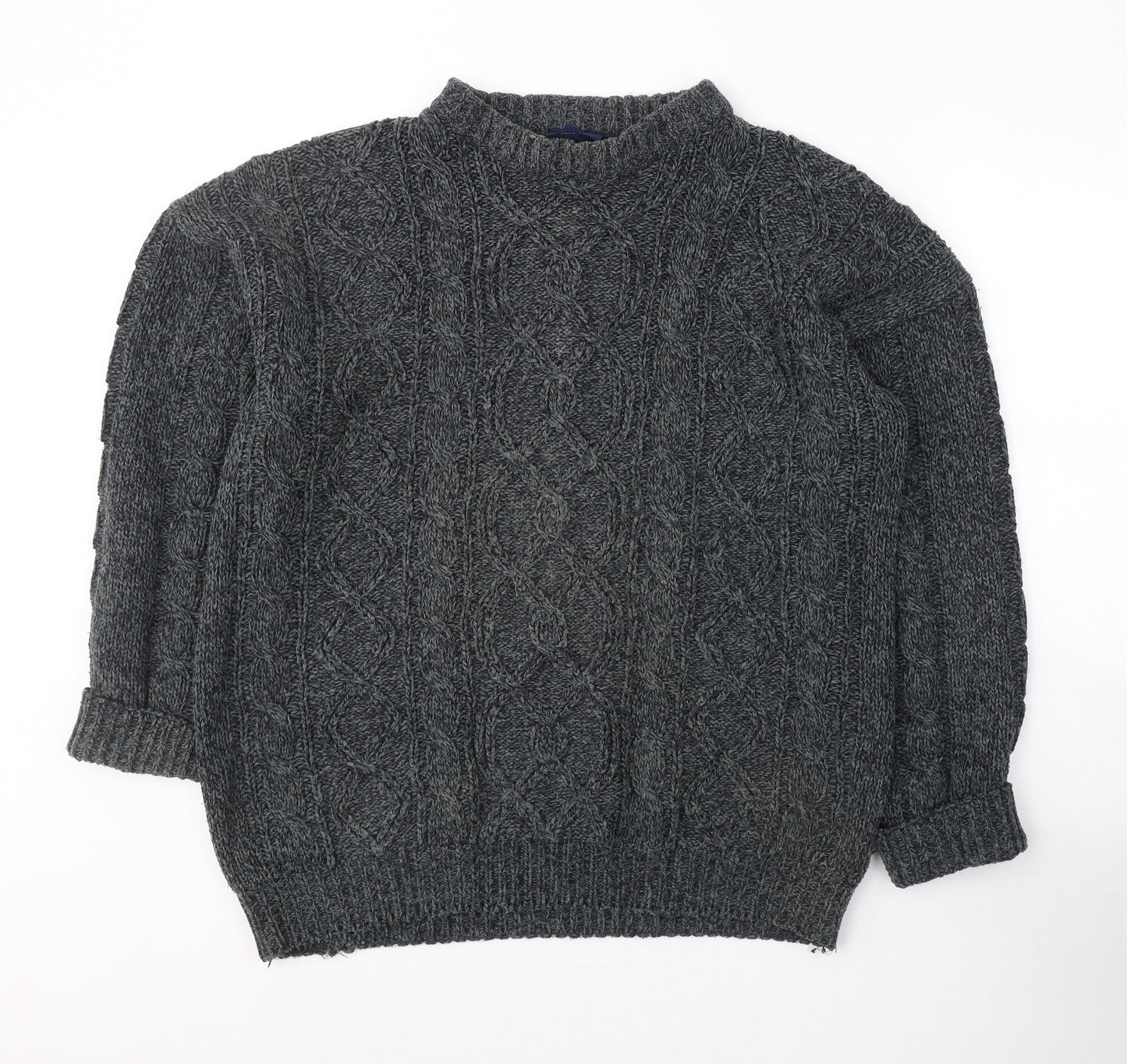 Cedar Wood State Mens Grey Round Neck  Acrylic Pullover Jumper Size S