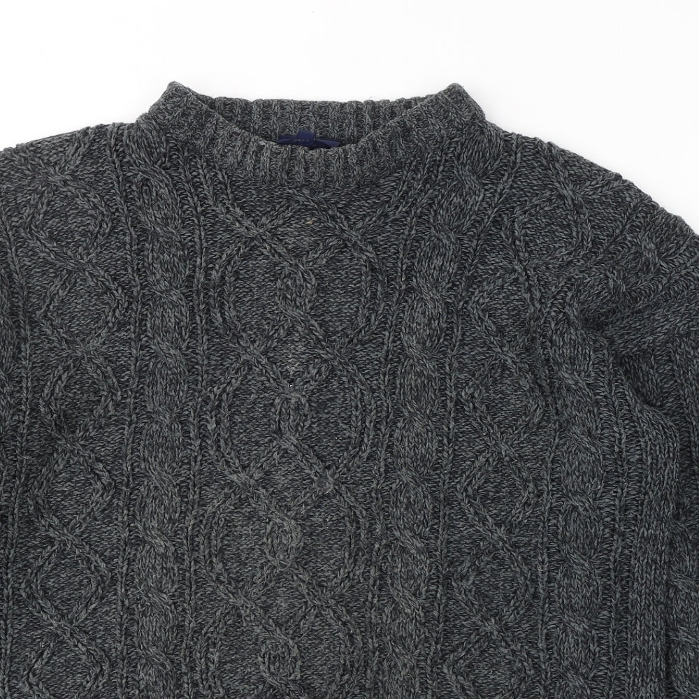 Cedar Wood State Mens Grey Round Neck  Acrylic Pullover Jumper Size S