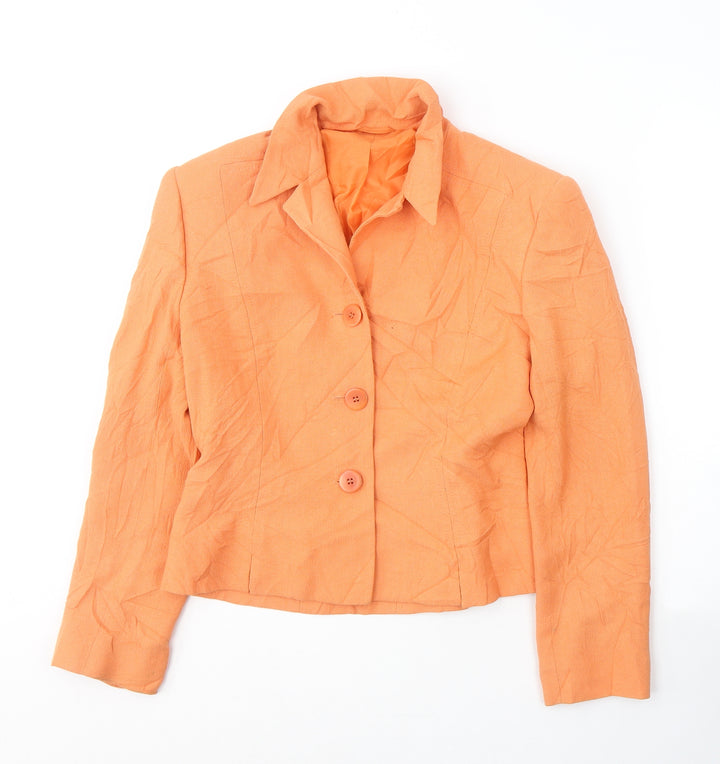 Country Casuals Womens Orange Viscose Jacket Blazer Size 10