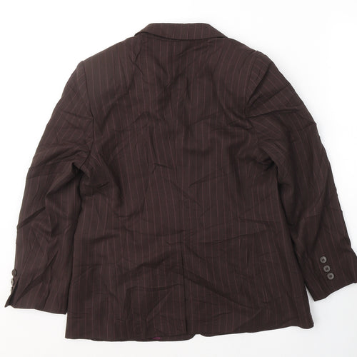Marks and Spencer Womens Brown Striped Wool Jacket Suit Jacket Size 12