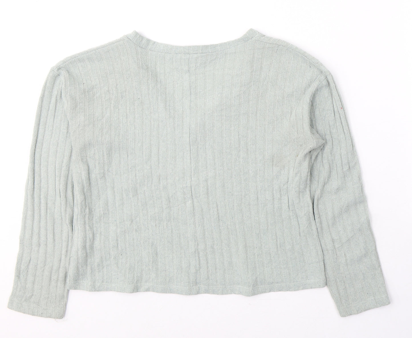 Zara Womens Green  Polyester Jersey T-Shirt Size S V-Neck