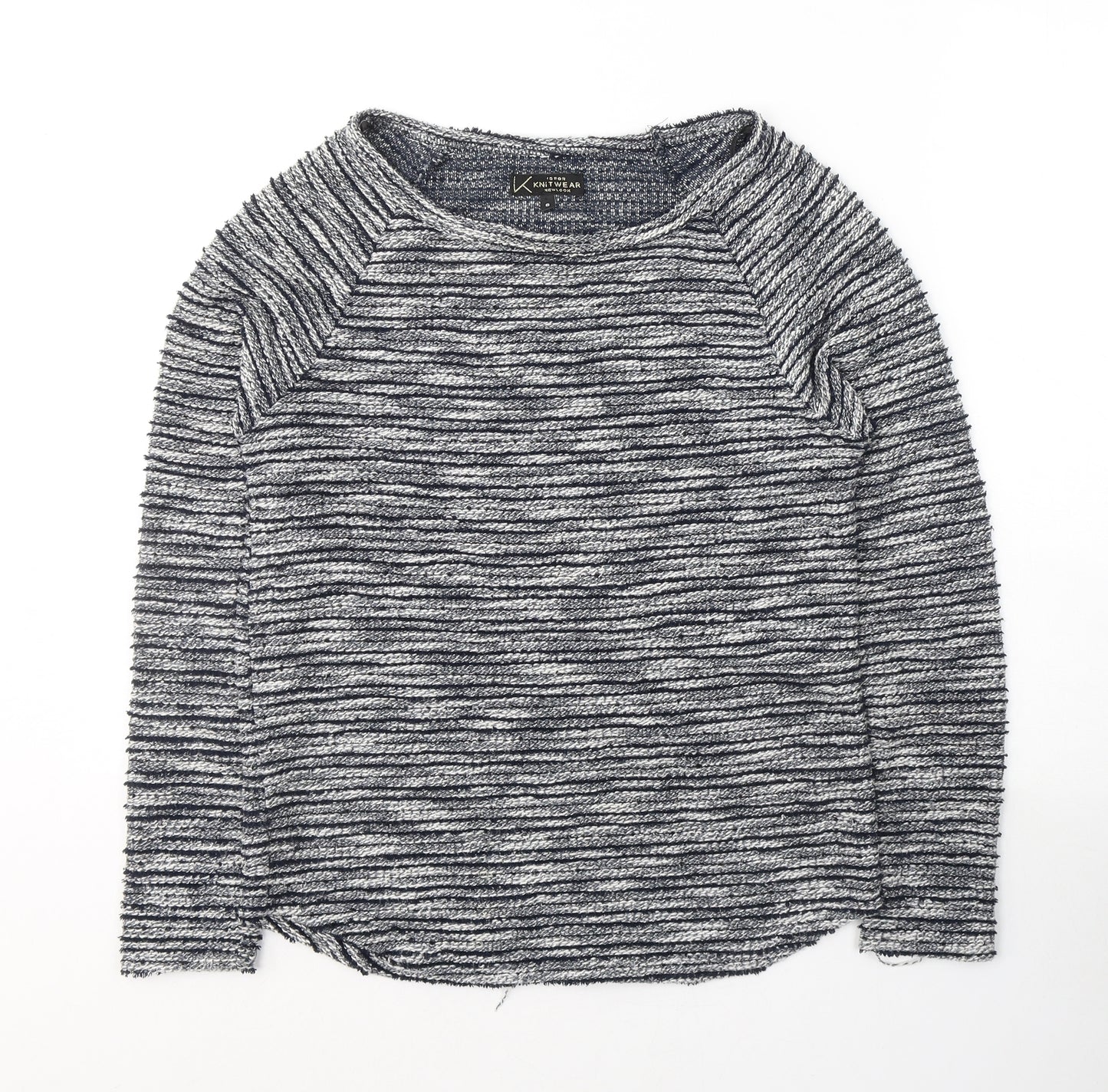 New Look Womens Blue Round Neck Striped Polyester Pullover Jumper Size 8