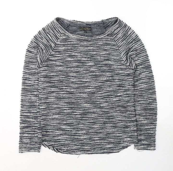 New Look Womens Blue Round Neck Striped Polyester Pullover Jumper Size 8
