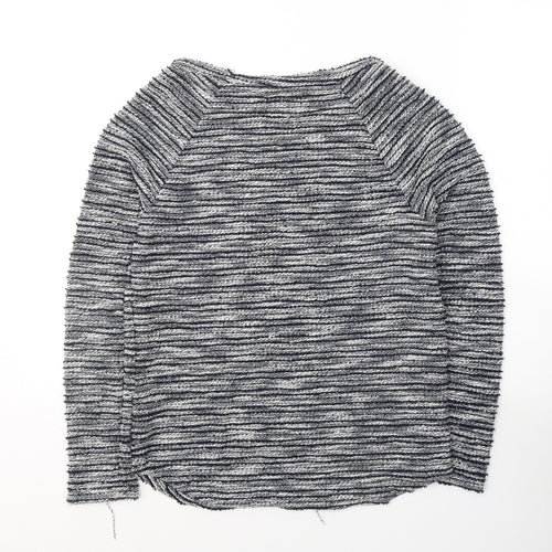 New Look Womens Blue Round Neck Striped Polyester Pullover Jumper Size 8